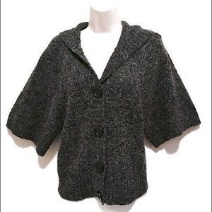Women’s Sz Small Elbow Sleeve Hooded Cardigan